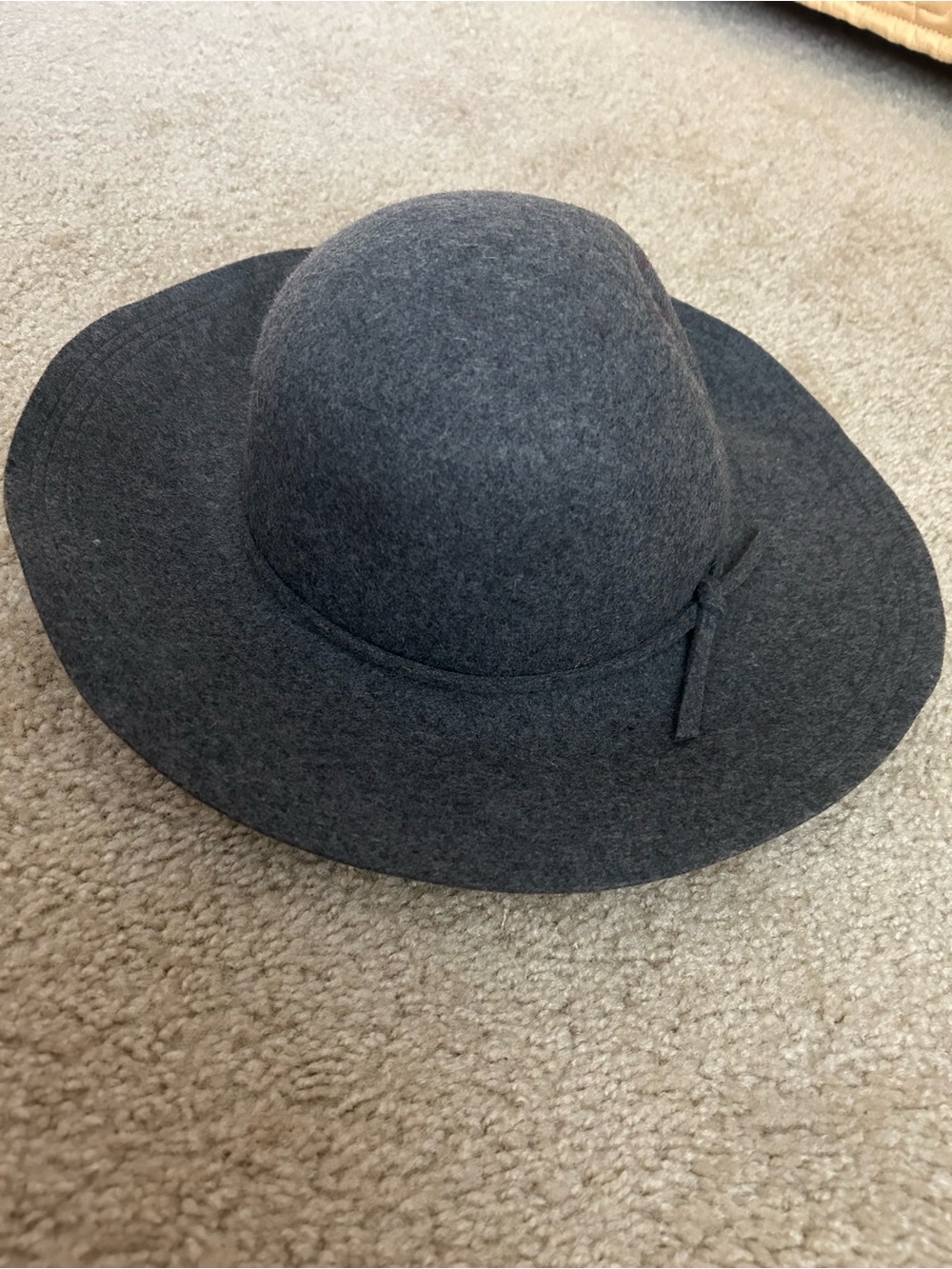 C&C California Dark Charcoal Felt Floppy Hat with Bow Band